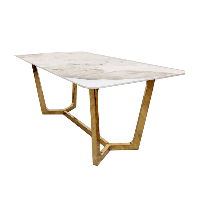 Lucien 1.8 Gold Dining Table With Pandora Gold Sintered Stone Top