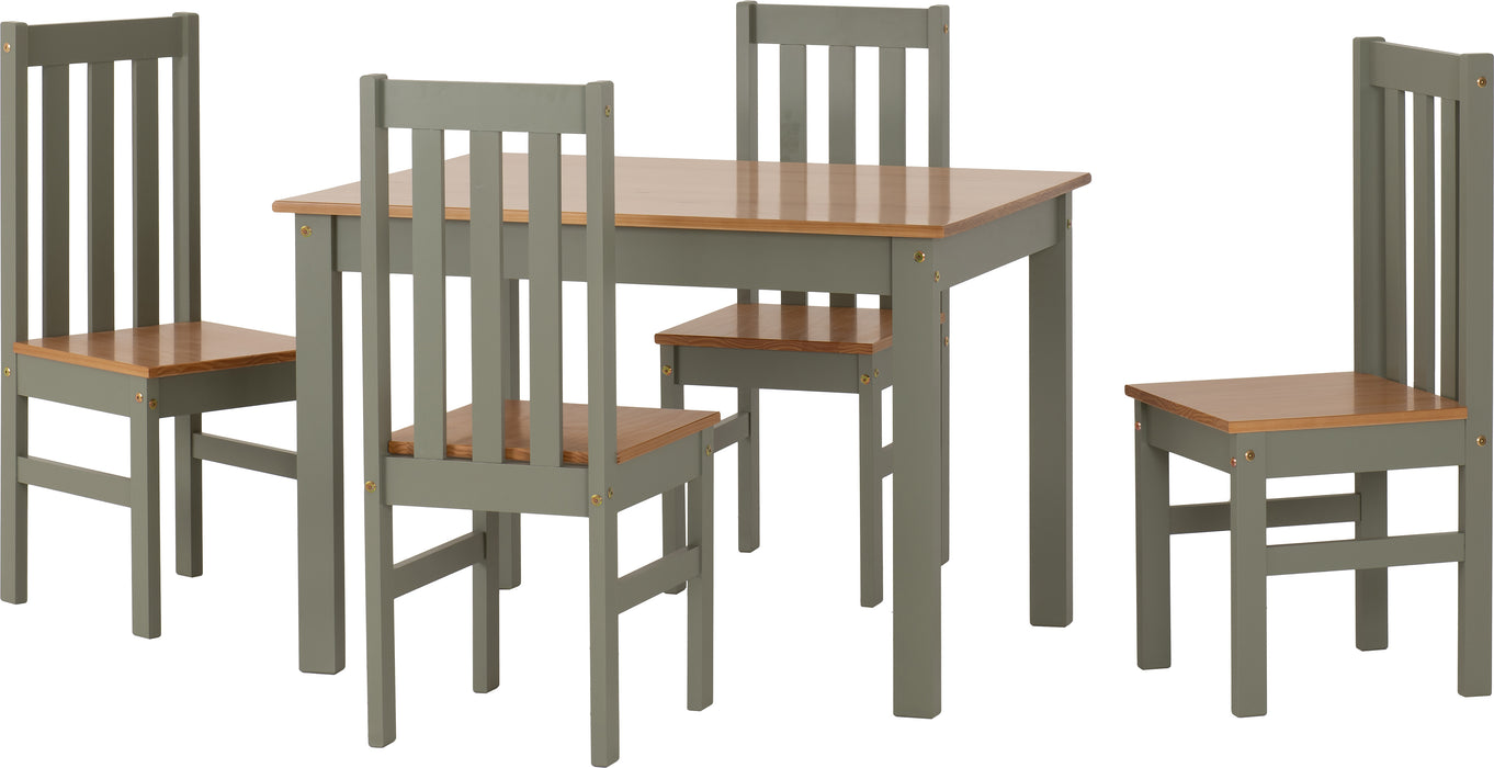 Ludlow 1+4 Dining Set Green/Oak Lacquer