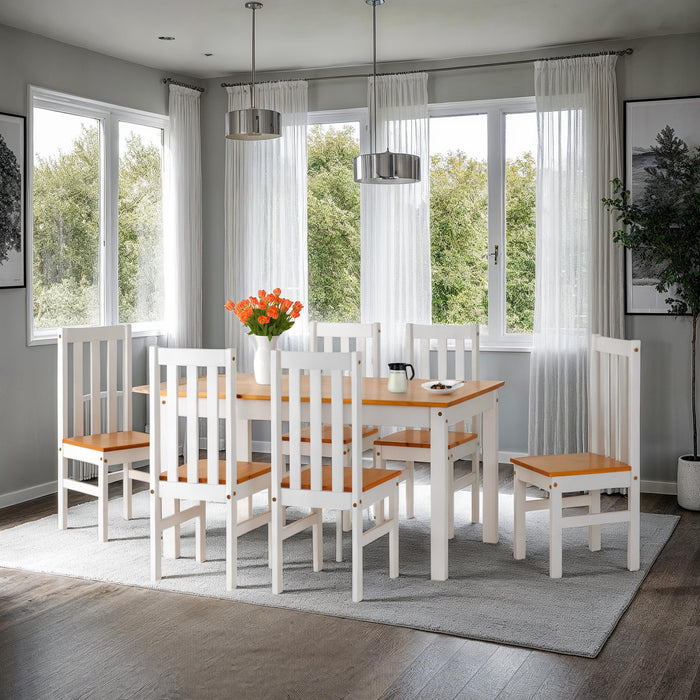 Ludlow 1+6 Dining Set White/Oak Lacquer