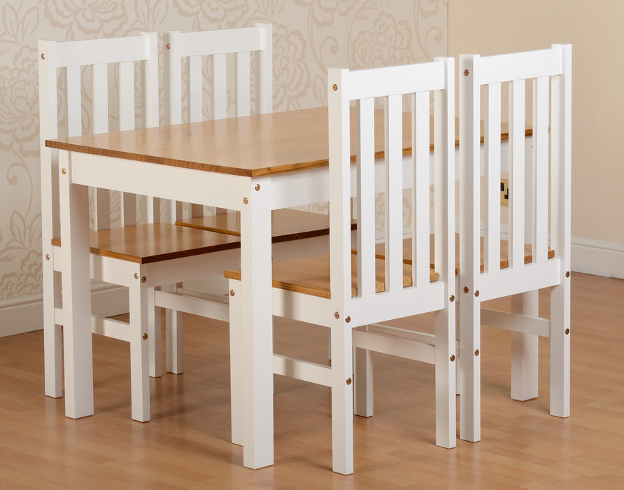 Ludlow 1+4 Dining Set White/Oak Lacquer