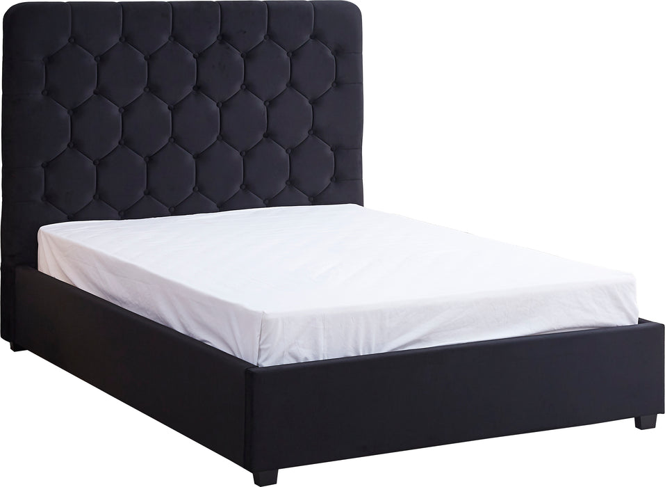 Madison Ottoman 4'6" Bed Black Velvet Fabric