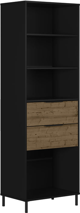 Madrid Bookcase Black/Acacia Effect