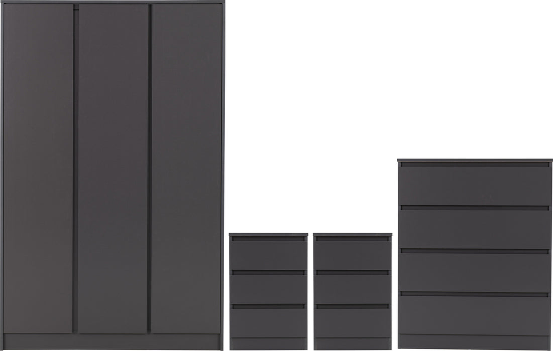 Malvern 3 Door Wardrobe Bedroom Set Grey