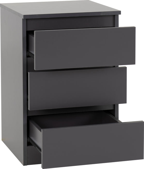 Malvern 3 Drawer Bedside Grey