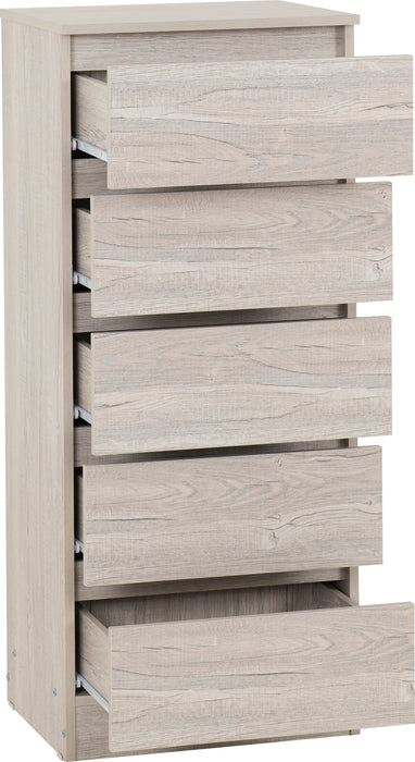 Malvern 5 Drawer Narrow Chest Urban Snow
