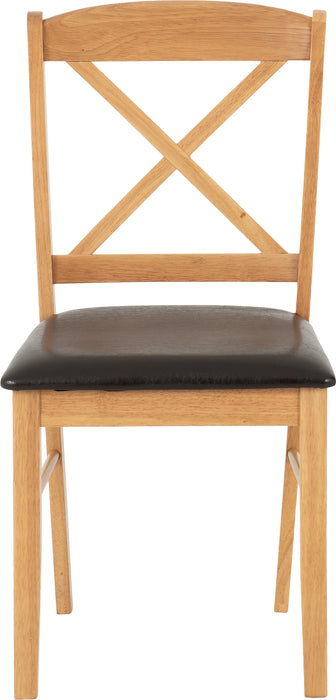 Mason Chair (Box of 2) Oak Varnish/Brown Faux Leather