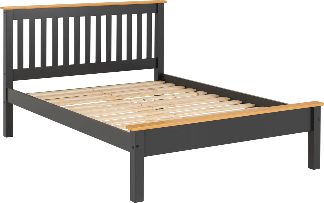 Monaco 4' Bed Low Foot End Dark Grey/Oak Effect