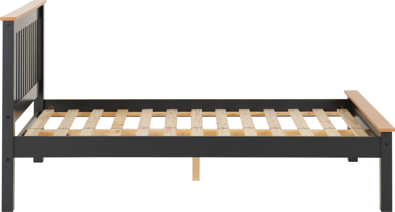 Monaco 4'6" Bed Low Foot End Dark Grey/Oak Effect
