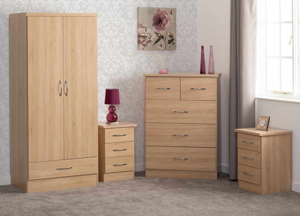 Nevada 2 Door 1 Drawer Wardrobe Bedroom Set Sonoma Oak Effect