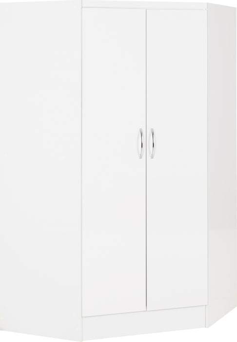 Nevada 2 Door Corner Wardrobe White Gloss