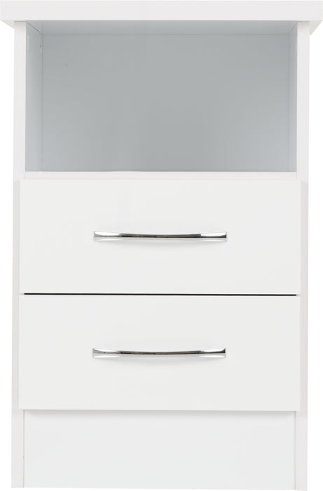 Nevada 2 Drawer Bedside White Gloss