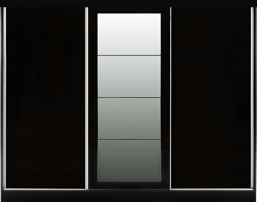 Nevada 3 Door Sliding Wardrobe Black Gloss