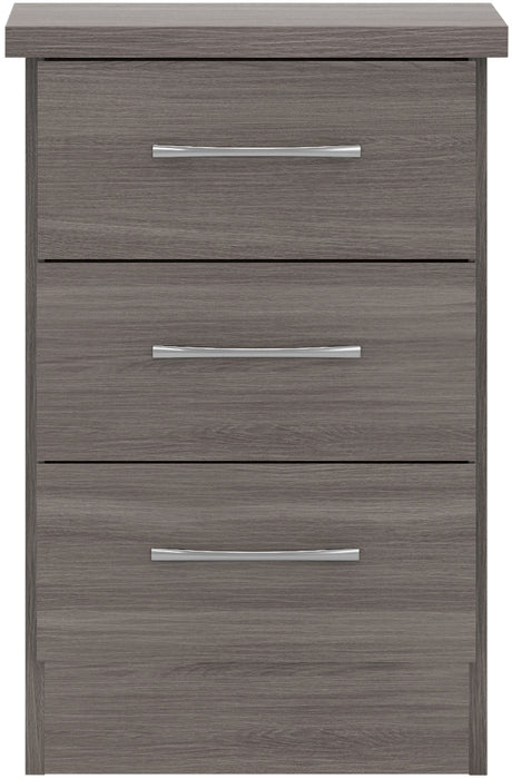 Nevada 3 Drawer Bedside Black Wood Grain