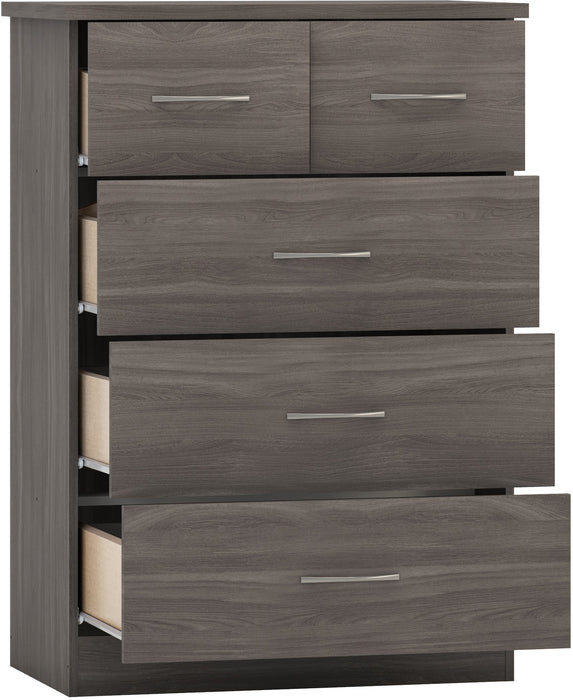 Nevada 3+2 Drawer Chest Black Wood Grain