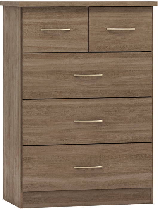 Nevada 3+2 Drawer Chest Rustic Oak Effect