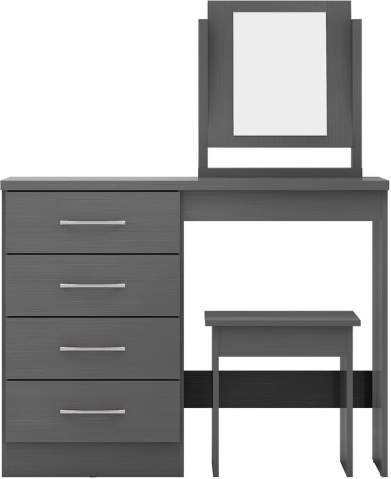Nevada 4 Drawer Dressing Table Set 3D Effect Grey