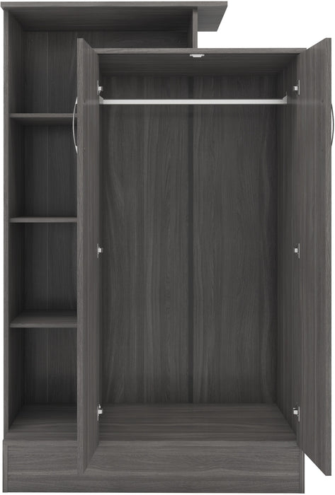 Nevada Petite Open Shelf Wardrobe Black Wood Grain