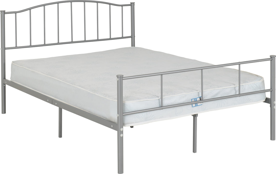 Newton 4'6" Bed Silver