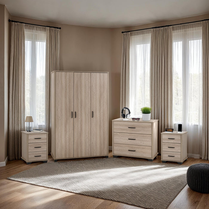Oliver 3 Door Wardrobe Bedroom Set Light Oak Effect