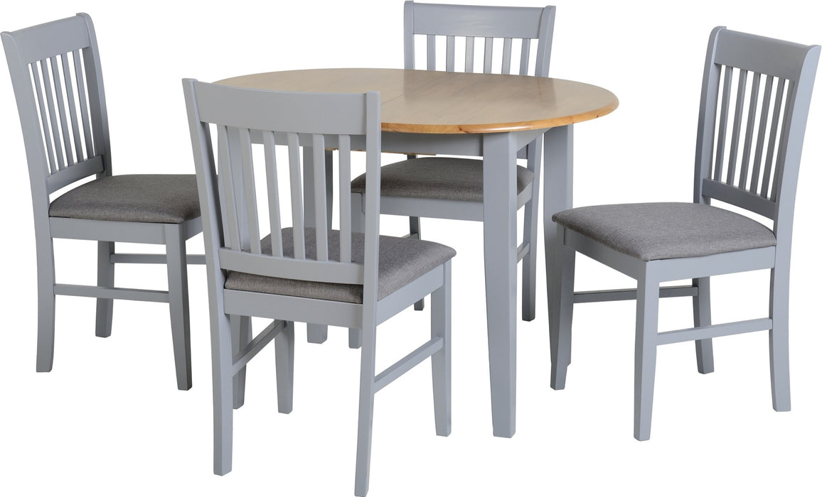 Oxford Extending Dining Set Grey/Natural Oak/Grey Fabric