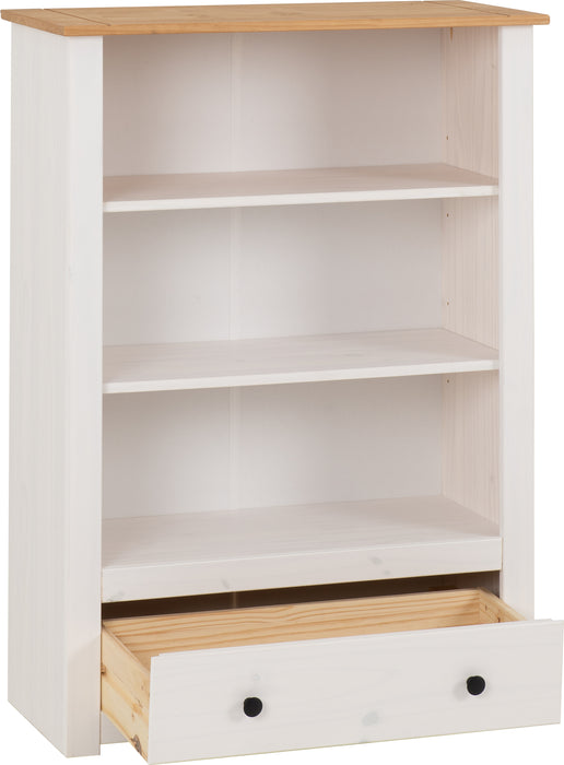 Panama 1 Drawer Bookcase White/Natural Wax
