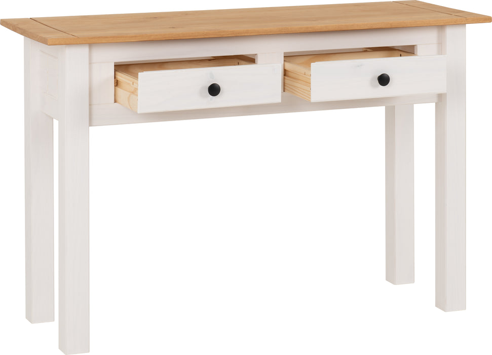 Panama 2 Drawer Console Table White/Natural Wax