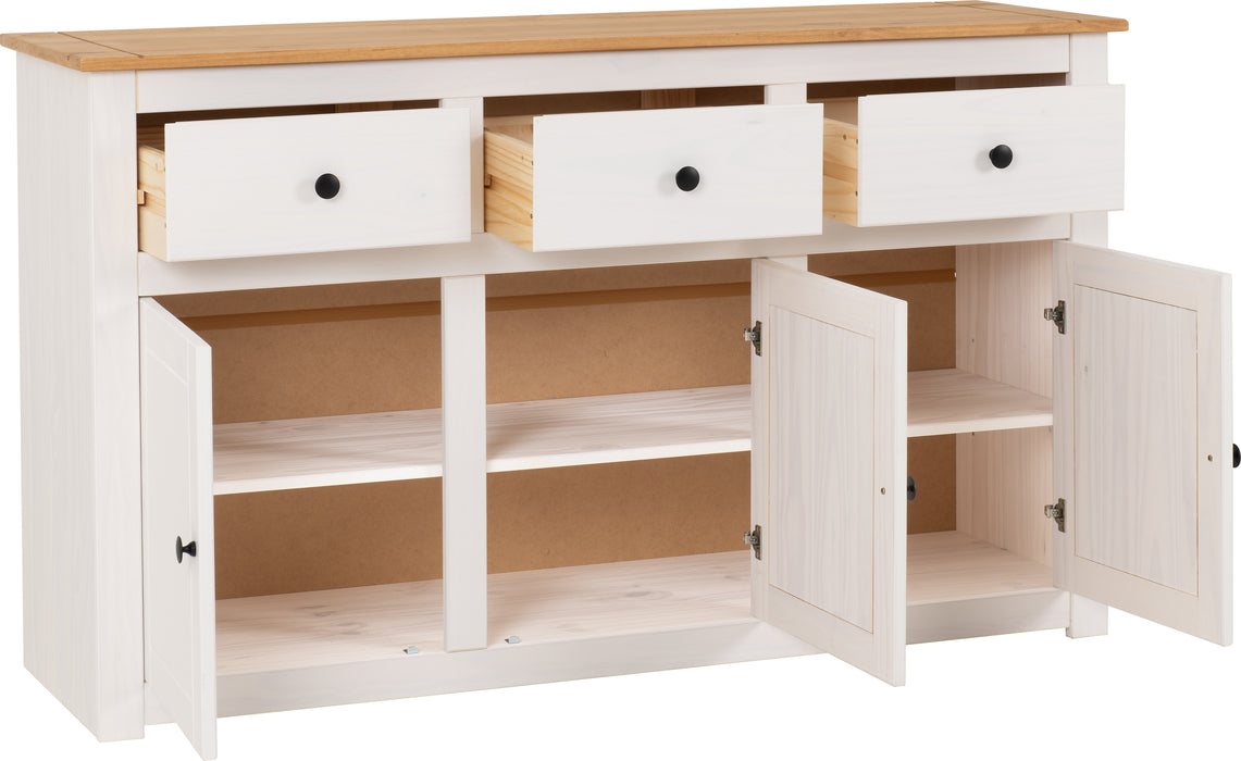 Panama 3 Door 3 Drawer Sideboard White/Natural Wax