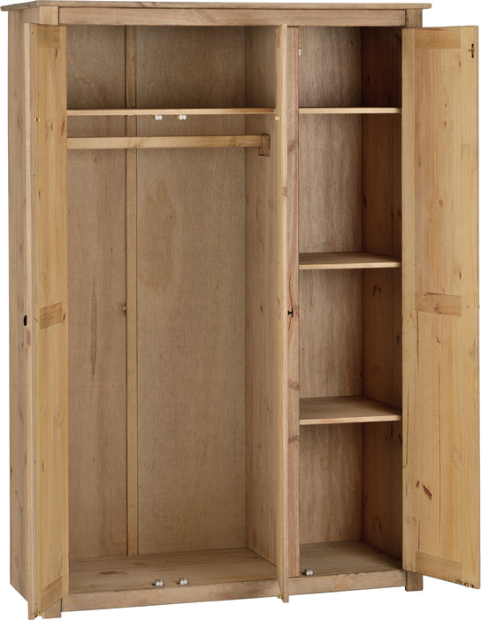 Panama 3 Door Wardrobe Natural Wax