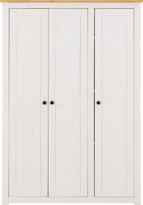Panama 3 Door Wardrobe White/Natural Wax
