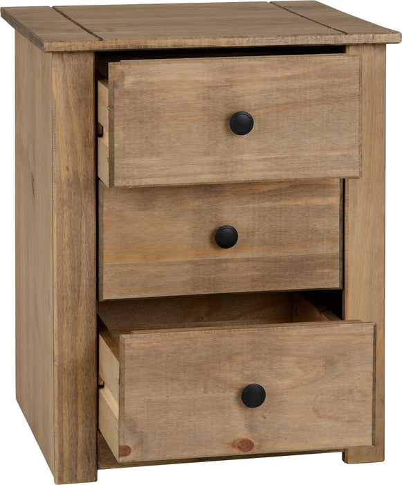 Panama 3 Drawer Bedside Chest Natural Wax