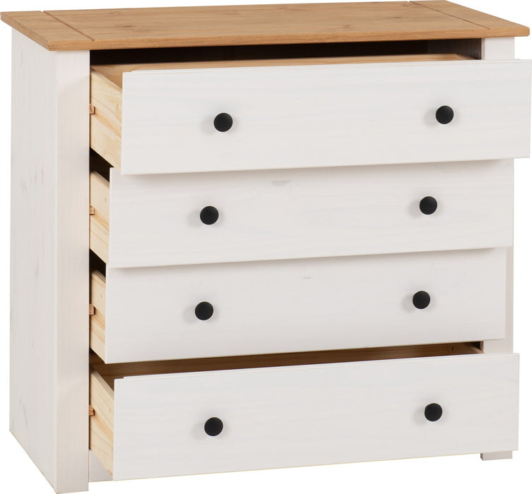 Panama 4 Drawer Chest White/Natural Wax