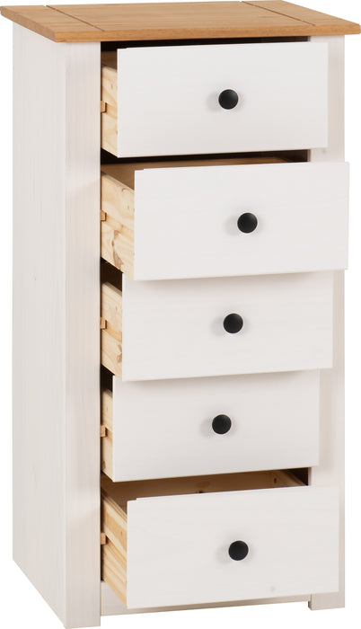 Panama 5 Drawer Chest White/Natural Wax