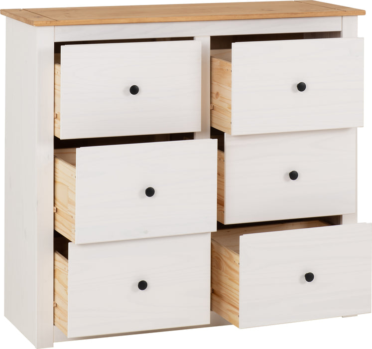 Panama 6 Drawer Chest White/Natural Wax
