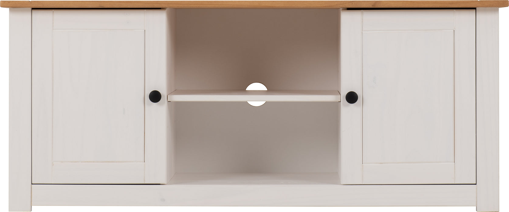 Panama 2 Door 1 Shelf Flat Screen TV Unit White/Natural Wax