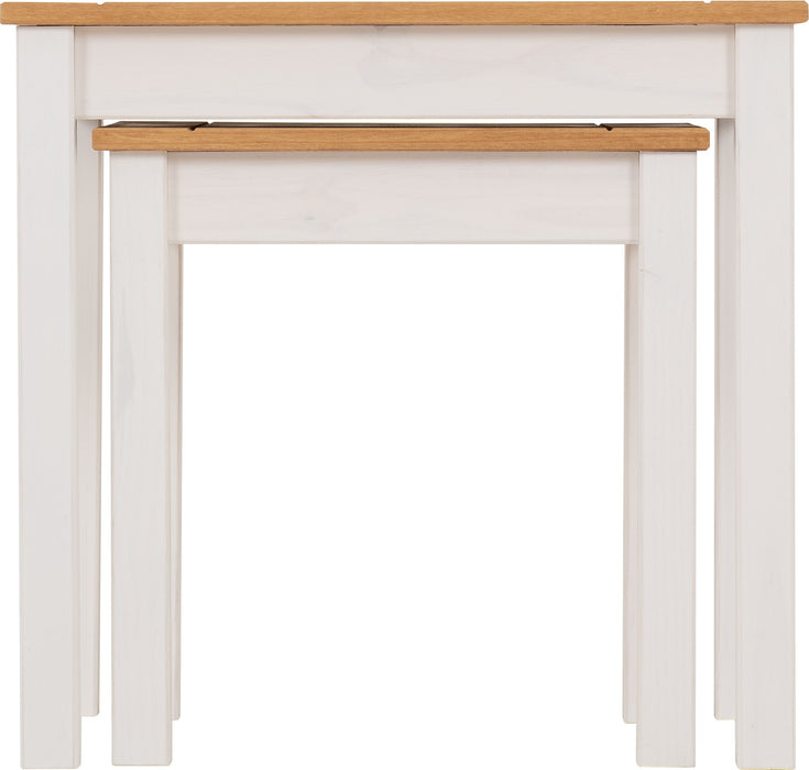 Panama Nest of 2 Tables White/Natural Wax