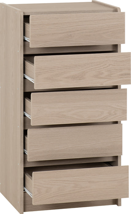 Paris 5 Drawer Chest Smoked Ash Effect