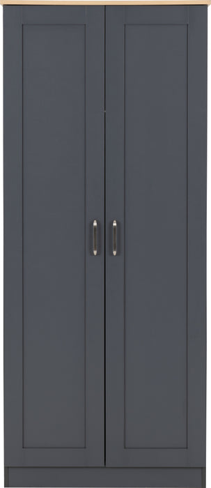 Portland 2 Door Wardrobe Grey/Oak Effect