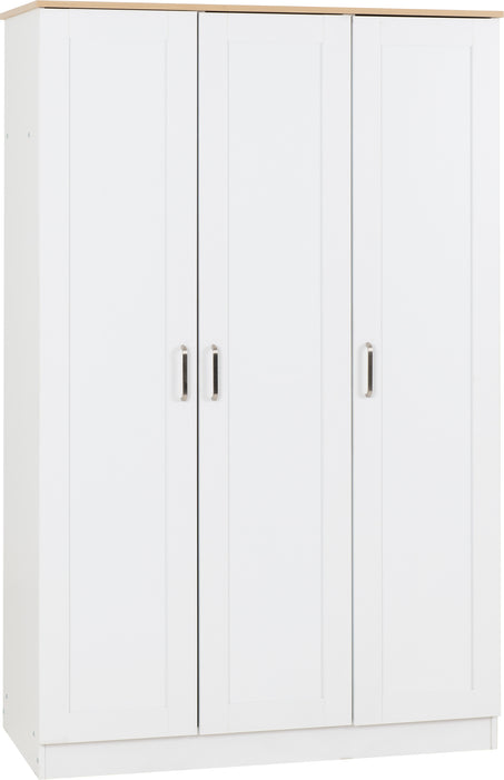 Portland 3 Door Wardrobe White/Oak Effect