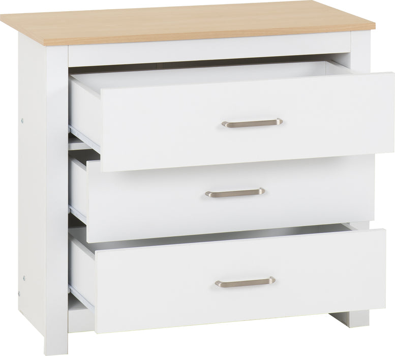 Portland 3 Drawer Chest White/Oak Effect