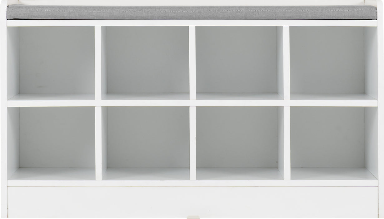 Portland Shoe Bench White/Steel Fabric