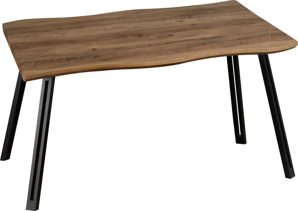 Quebec Wave Edge Dining Set with Lukas Chairs Medium Oak Effect/Black/Baby Pink Velvet