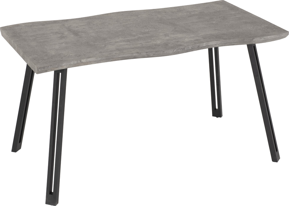 Quebec Wave Edge Dining Set Concrete Effect/Black/Grey Faux Leather