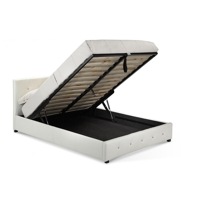 Quartz Storage PU King Size Bed White