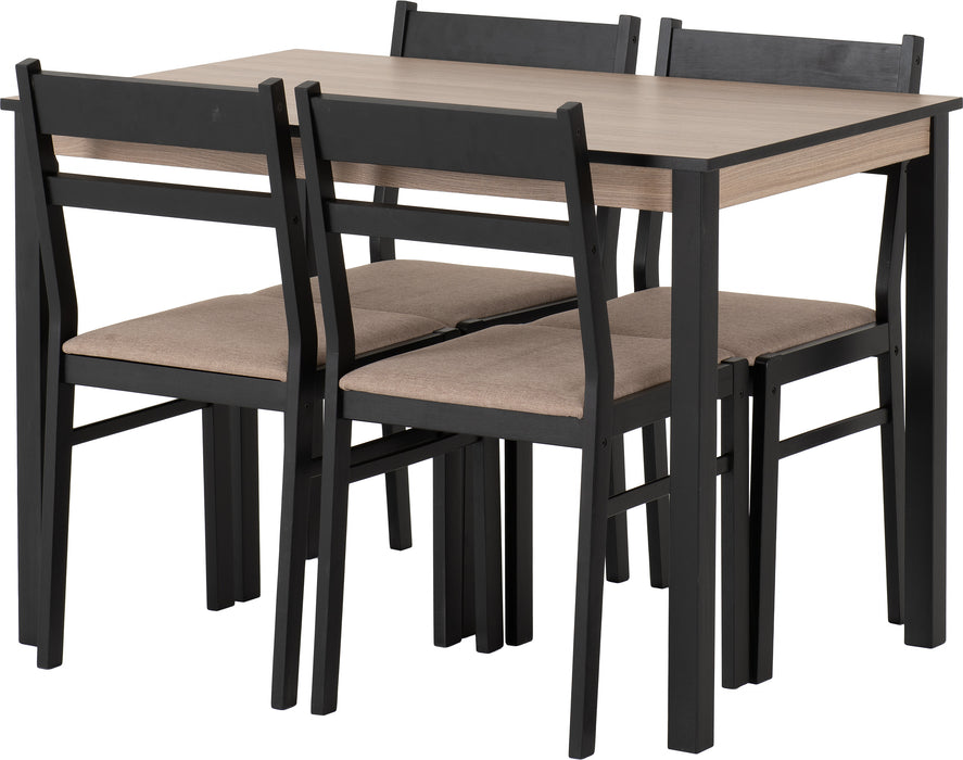Radley Dining Set Black/Oak Effect/Oat Fabric
