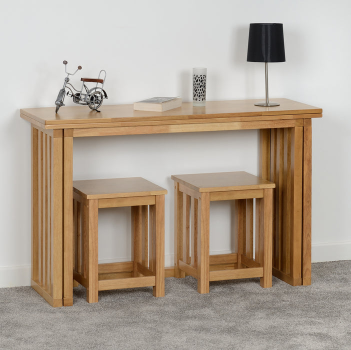 Richmond Foldaway Dining Set (2 Stools) Oak Varnish