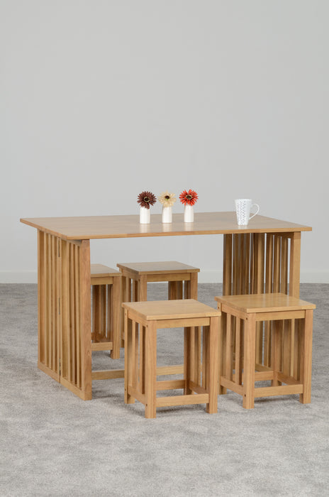 Richmond Foldaway Dining Set (4 Stools) Oak Varnish