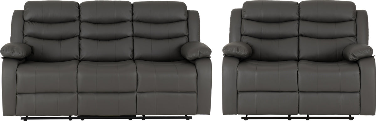 Roma 3+2 Recliner Suite Grey Faux Leather