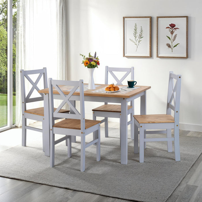 Salvador 1+4 Tile Top Dining Set Grey Slate/Distressed Waxed Pine