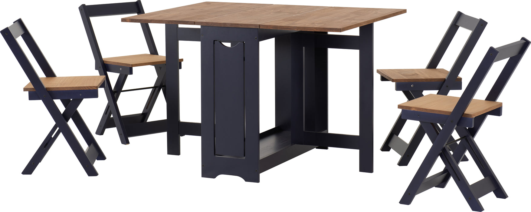 Santos Butterfly Dining Set Navy Blue/Distressed Waxed Pine