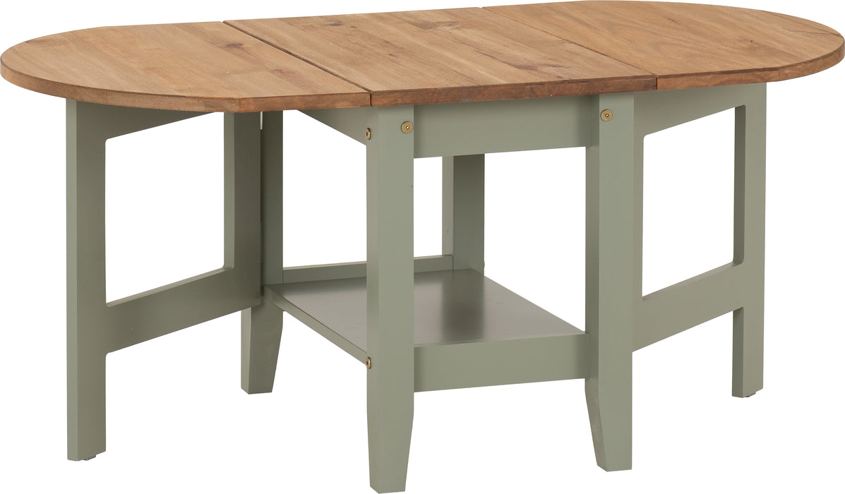 Santos Drop Leaf Coffee Table Green/Distressed Waxed Pine